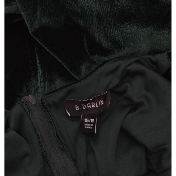 NWT B. Darlin Square Neck Asymmetric Layered Skirt Mini Dress Dark Green 15/16 - Picture 7 of 9